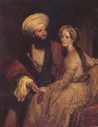 Henry William Pickersgill Portrait of James Silk Buckingham and his Wife in Arab Costume of Baghdad of 1816 (mk32) oil on canvas